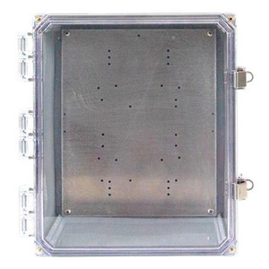 SKU V12106LC-BASIC-T | VENTEV 12X10X6 Enclosure Incl Clear Door, Back Panel, mounting feet, cover screw, back plate screws, AP screws, with Latch Locks. Includes T-Bar Mount.