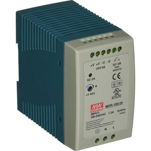 DURACOMM/Meanwell Power Supply 85-264 VAC/120-370 VDC input. 24 VDC output 4A output current. Install onto DIN rail (TS-35/7.5 or 15)