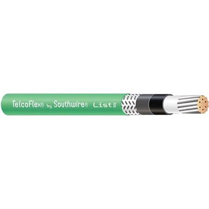 SOUTHWIRE Telcoflex, 4AWG, Green, Single Conductor, Class B Strand with Braid, LSZH, 600 Volts .