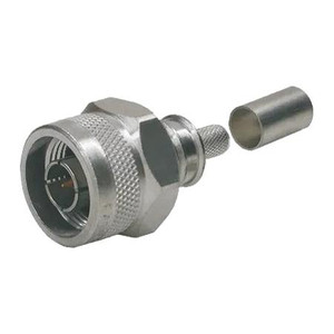 TIMES N/M male connector for 1/4"LMR-240 foam cable No soldering, captivated center pin. N- Braid-Trim. Crimp on ferrule with knurled coupling nuts.