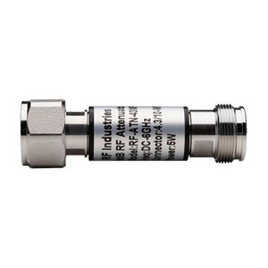 RF INDUSTRIES Attenuator with 4.3/10 Male to 4.3/10 Female Connectors, 5 Watt, 6 DB .