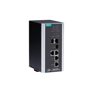MOXA PT-G503 3 port managed switch with 10/100/1000BaseT(X) ports 100/1000 Base SFP ports, 1 10/100/1000BaseT(X) Ethernet console port 1 dual AC/DC PS