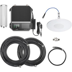 WEBOOST Office 200 (50 OHM) booster kit. Includes booster, omnidirectional donor antenna, dome coverage antenna, lightning arrestor,