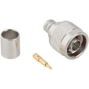 AMPHENOL RF N Male for RG-8, RG-213, RG-393, 50 Ohm Nickel plated body, gold pin. Captive center pin.