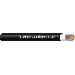 SOUTHWIRE TelcoFlex II Central Office Power Cable, 4 AWG, Single Conductor, Class 1 Flexible Strand Without Braid, LSZH, 600 Volts, Black