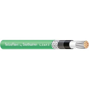 SOUTHWIRE TelcoFlex III Central Office Power Cable, 8 AWG, Single Conductor, Class B Strand with Braid, LSZH, 600 Volts, Green