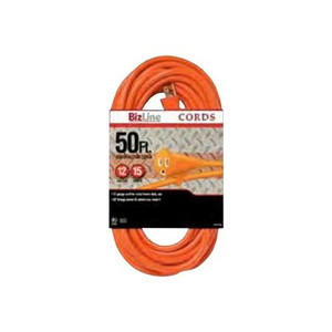 Bizline 50FT143OR Extension Cord, Outdoor - Round, 14/3, 50', Orange 15 Amp Rating .
