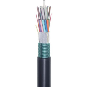 PRYSMIAN 144-Fiber Armored FusionLink Ribbon Central Gel Tube Cable. Single Armor, Single Jacket, 12F/Ribbon, SM, and 0.35/0.35/0.25 attenuation.
