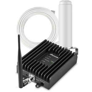SURECALL Fusion2Go 3.0 RV booster kit. Includes high-gain omni antenna, interior whip antenna, cable (40 ft), DC and AC power adapters.