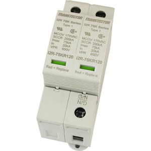 TRANSTECTOR 120/240 Vac, 2-Pole, Split-Phase Modular Device, 2-Pole, split-phase, 3-wire surge protection with a nominal discharge current of 20