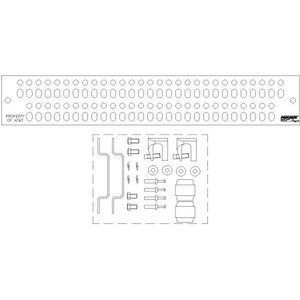 HARGER 1/4 in thick x 4 in wide x 24 in long ground bar with insulators and brackets. 112 pre-drilled 7/16 in holes. Engraved "Property of AT&T"