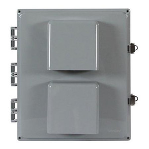 SKU V14126LO-CGHC-T | Ventev 14X12X6 Polycarbonate H/C Enclosure w/Latch Lock. Incl. Backplate, Mounting Feet and Cord Grip. No Bulkhead Holes, Incl.T-Bar Mounting Plate.