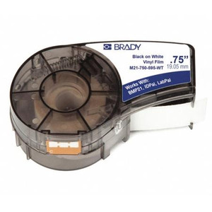 W.H. BRADY All Weather Permanent Adhesive Vinyl Label Tape with Ribbion for M21 Printers - 0.75", Black on White .