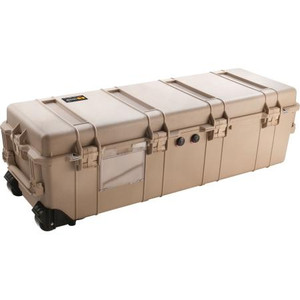 PELICAN Protector Equipment Case. Water tight and airtight to 30 feet w/neoprene o-ring seal. Inside Dims: 40.98"L x 12.92"W x 12.13"D. TAN.