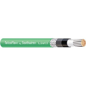 SOUTHWIRE TelcoFlex III Central Office Power Cable, 10 AWG, Single Conductor, Class B Strand with Braid, LSZH, 600 Volts, Green