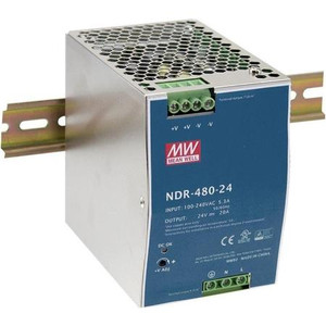 MEANWELL NDR-480-48 Power Supply AC-DC, 48V, 10A. 90-264 VAC or 127-370 VDC .