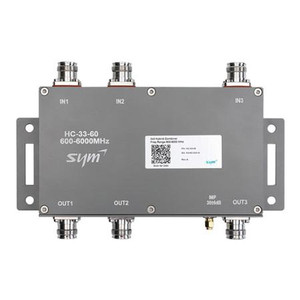 SYM Combiner Matrix 3x3 w/1 Monitoring Port, 617-5925MHz, -161dBc,300W, IP67 4.3-10 (F), comes w/ Front Panel & Wall Mount Bracket for SISO Installation