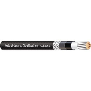 SOUTHWIRE TelcoFlex III Central Office Power Cable, 6 AWG, Single Conductor, Class B Strand with Braid, LSZH, 600 Volts, Black