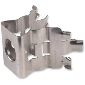 Sabre Site Solutions Stackable snap-in hangers for 1/2" corrugated cable. The hanger installs in 3/4" holes in support structures. Stainless steel construction