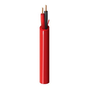 BELDEN Fire Alarm Cable, Riser-FPLR, 14 AWG, 2 solid bare copper conductors with polyolefin insulation, red, PVC jacket with ripcord
