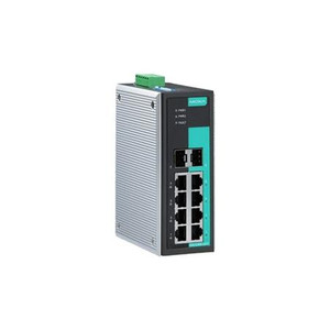 MOXA Unmanaged full Gigabit Ethernet switch with 6 10/100/1000BaseT(X) ports, and 2 combo 10/100/1000BaseT(X) or 100/1000BaseSFP slots for adding SFP-1G