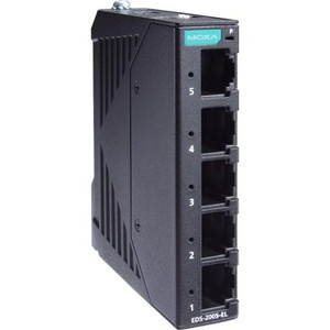 MOXA Unmanaged Fast Ethernet switch with (5) 10/100BaseT(X) ports, metal housing, -40 to 75DegC operating temperature