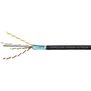 COMMSCOPE CS44P-IO Indoor/Outdoor Category 6A U/UTP Cable, plenum, outdoor rated, black jacket, 4 pair count 1000 ft (305 m) length reel.