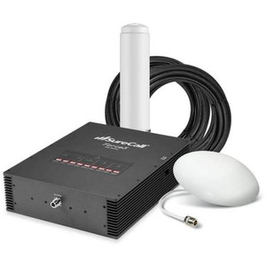 SURECALL Force5 2.0 cell phone signal booster kit, with Sentry Remote Monitoring.Omni donor, ultrathin dome coverage antenna.