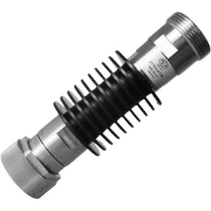 MECA Coaxial Attenuator. 25 watts, 10dB nominal attenuation. Male to Female 7/16 DIN connectors. 50 ohms. DC to 4 GHz.