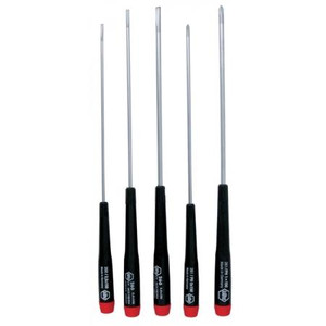 WIHA Precision Long Slotted & Phillips Screwdriver 5 Piece Set Includes: Slotted 2.5,, 3, 4mm Phillips #0, 1