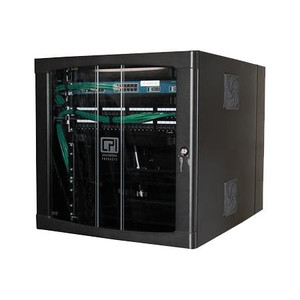 CHATSWORTH Telecommunication Enclosure Cabinet System, Wall Mount, UGU, 24"x 30"x 48", Steel, Plexiglas Door, Black, with 19" EIA Mounting Rail