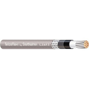 SOUTHWIRE TelcoFlex III Central Office Power Cable, 12 AWG, Single Conductor, Class B Strand with Braid, LSZH, 600 Volts, Gray