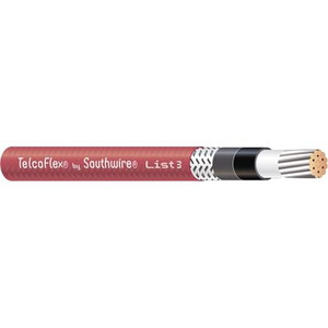 SOUTHWIRE TelcoFlex III Central Office Power Cable, 14 AWG, Single Conductor, Class B Strand with Braid, LSZH, 600 Volts, Red