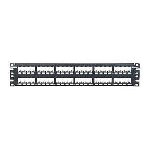 PANDUIT 48-port modular shielded patch panel, all metal, black, 2 RU.