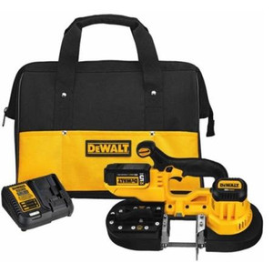 DEWALT 20V Max Brushless Deep Cut Band Saw Kit with 2-1/2 inch cutting capacity Includes bag, 5.0Ah Li-Ion Battery, Fast Charger, and Blade Tracking Wrench