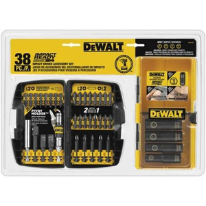 DEWALT 38Pc. Impact Ready Accessories Kit Includes Impact Ready tips and bits for the ultimate in perf. and durability Pop. asst. of drivers, drill bits, scts.