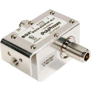 POLYPHASER 40-400 MHz coax protector to be used when DC is required to pass in route to powering shelter-based equip. -60VDC. N/F - N/F.