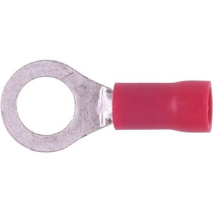 HAINES PRODUCTS 1/4" 22-18 ga ring terminal. Vinyl insulated. Packaged 100 per bag. Red in color