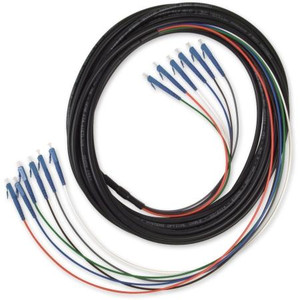 CABLES UNLIMITED 30ft 6 strand fiber trunks - 2 foot and 10 inch breakouts with colored tubing. LC-LC PC connectors.