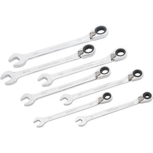 GREENLEE 7 pc. Combination Ratcheting Wrench set has a 5 degree ratcheting design for versatility and use in tight spaces. SEE F14 for sizes.