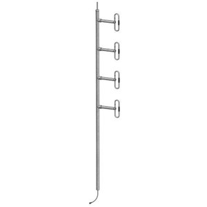 COMPROD 406-512 MHz quad dipole antenna 8-8.5dB bi-direct gain. 450 watts. Incl. harness w/N male term. internal to mast. 1/2 wave spacing. ORDER MTG. CLAMPS S