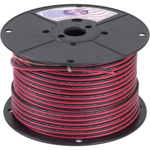 CONSOLIDATED 14 gauge 2 conductor Red and Black PVC Zip auto speaker wire. Rated to 60 degrees C. 300 volts 100' spool