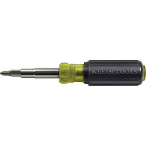 KLEIN TOOLS 3/8", 5/16" and 1/4" nut drivers, #1 and #2 Phillips, 1/4" and 3/16" slotted, T10 and T15 TORX, and #1 and #2 square recess.