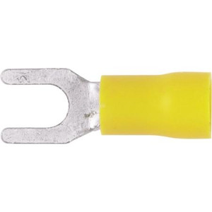 HAINES PRODUCTS vinyl insulated block fork terminal with butted seam for wire sizes 12-10 gauge and # 10 size stud. 100 pack.Color YELLOW