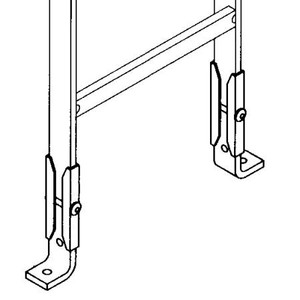 B-LINE BY EATON runway end support for 1.5" wide runway. Bolts ladder to the floor. Set of 2. Anchor hdwr not included. Black zinc finish.