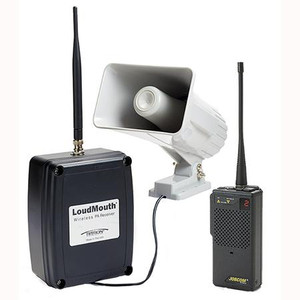 RITRON LOUDMOUTH wireless UHF speaker system. Includes 1-chan radio receiver, with power supply, and back-up battery & JMX-446D Handheld Radio.