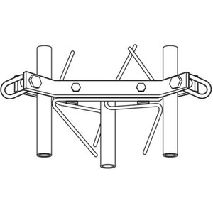 ROHN 55Gguy bracket assembly. Mounts to tower at any horizontal brace. Used to attach guy wires to tower. Use with optional R-TB55D torque bars.