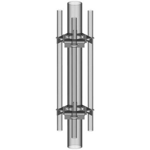 COMMSCOPE Multi Sector Cluster Mount, 4" - 6" OD Member. Hot dip galvanized steel. 3-sector clamp on mount. 4-1/2" stand-off.Order 2-3/8" OD pipe seperate.