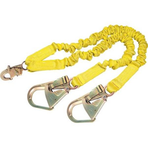 CAPTTAL SAFETY Shockwave 2, shock absorbing Lanyard. Expands to 6', contracts to 4-1/2'. 2-1/2" opening flat hooks on each leg.