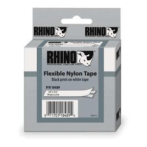 DYMO, 1" White label tape. Vinyl material. 18 ft., Black on clear print.